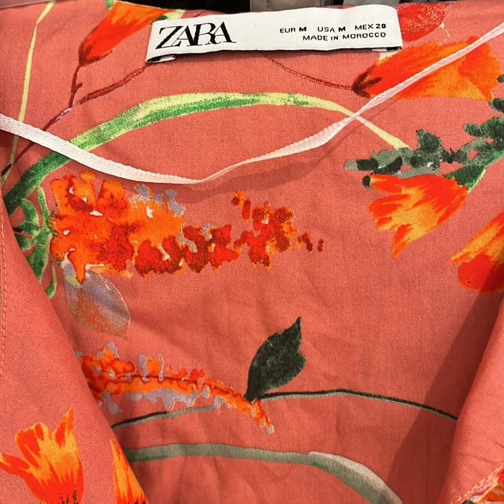 ZARA FLORAL PRINT POPLIN DRESS - Picture 2 of 4